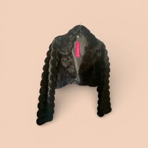 Jennyfur Brown Faux Fur Cropped Jacket - Stylish Cold-Weather Coat - NEW